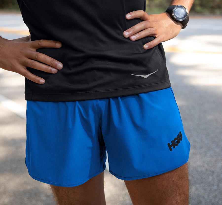 Hoka Australia One One Performance - Mens Shorts Blue - QTMFO-1729